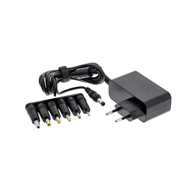 1,8 meter Universele Voedingsadapter – 12V / 2A / 24W – 6 Verwisselbare Pluggen – Zwart