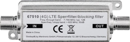 LTE/4G-Blokkeringsfilter – F-aansluiting (M) naar F-aansluiting (V)