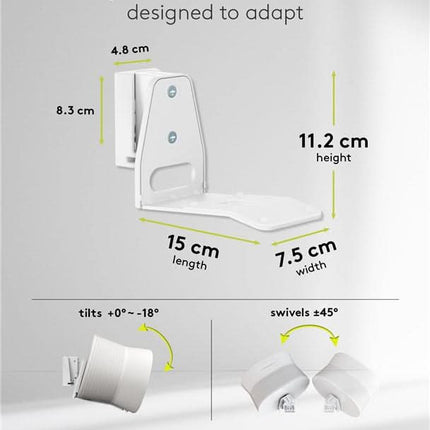 Set van 2 stuks - Muurbeugel voor Sonos Era 300 - Wit - Kantelbaar & draaibaar