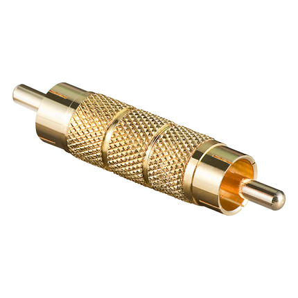 RCA male naar RCA male koppelstuk - Verguld