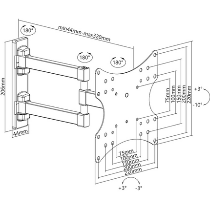 Goobay Draaibare & kantelbare TV muurbeugel - Tot 42 inch - 4.4-32 cm muurafstand