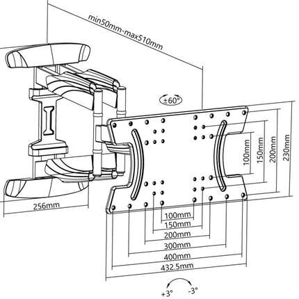 Goobay Draaibare & kantelbare TV muurbeugel - Tot 70 inch - 5-51 cm muurafstand
