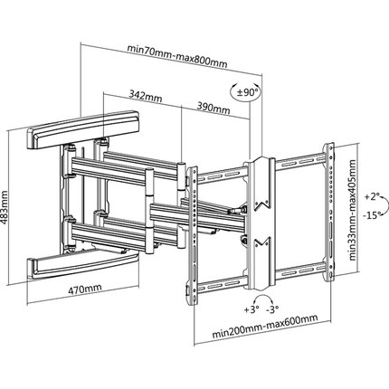 Goobay Pro Draaibare & kantelbare TV muurbeugel - Tot 70 inch - 7-80 cm muurafstand