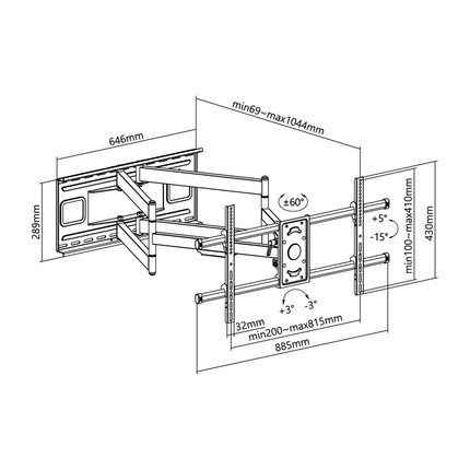 Goobay Pro Draaibare & kantelbare TV muurbeugel - Tot 90 inch - 6.9-104 cm muurafstand