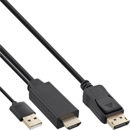 1 meter DisplayPort naar HDMI kabel - 4K/30Hz - DisplayPort 1.2 naar HDMI 1.4 - InLine - Zwart