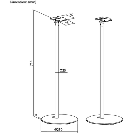 Set van 2 stuks - Vloerstandaard voor Sonos Era 300 - Wit - 71.4 cm