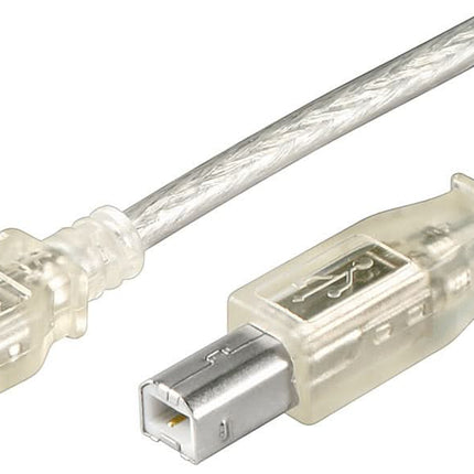 USB A naar USB B kabel - USB 2.0 - 1 meter - Transparant