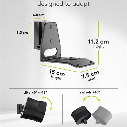 Set van 2 stuks - Muurbeugel voor Sonos Era 300 - Zwart - Kantelbaar & draaibaar