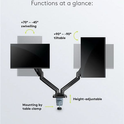 Goobay bureau monitorarm - 2 monitoren - Met gasveer - Tot 32 inch / 9 KG per stuk