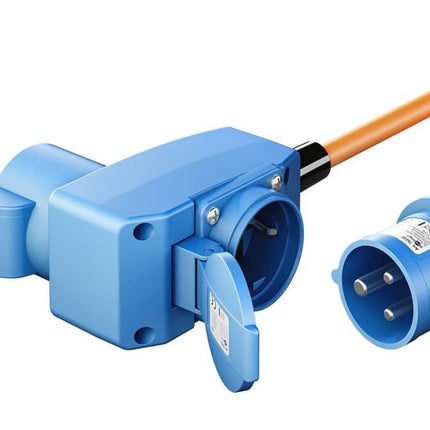 1.5 meter CEE camping stroomkabel - Met extra stopcontact - IP44 waterdicht - 3 x 2.5 mm² koperen kern