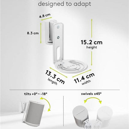 Set van 2 stuks - Muurbeugel voor Sonos Era 100 - Wit - Kantelbaar & draaibaar