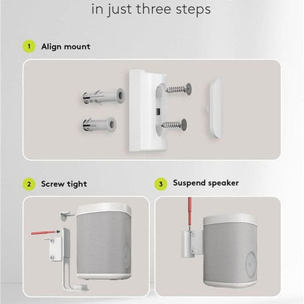 Set van 2 stuks - Muurbeugel voor Sonos One / One SL - Wit - Kantelbaar & draaibaar