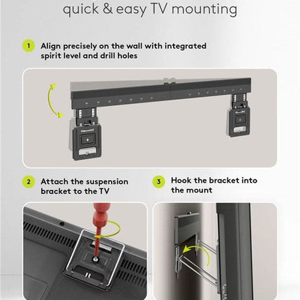 Goobay vaste TV muurbeugel - Tot 100 inch - Ultra dun: 9.5 mm muurafstand