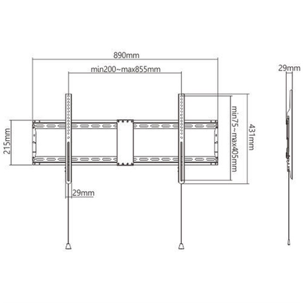 Goobay vaste TV muurbeugel - Tot 100 inch - Muurafstand 3 cm