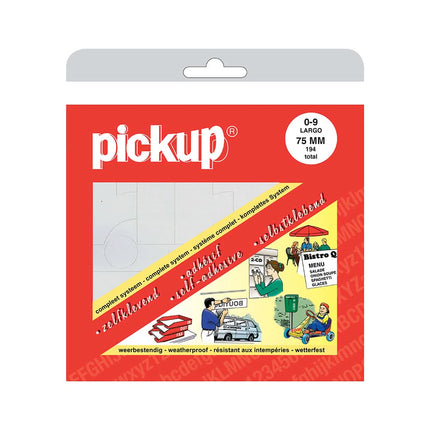 PickUp plak cijfers boekje Largo - Wit - 75 mm