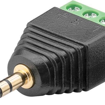 3.5mm male jack naar 3-pins terminal block adapter - Stereo - Verguld