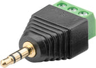 3.5mm male jack naar 3-pins terminal block adapter - Stereo - Verguld