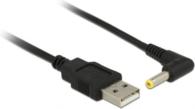 1.5 meter USB A naar DC voedingsstekker (4.0x1.7 mm) verloopkabel haaks - Zwart
