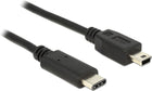 Inline Mini-USB naar USB-C verloopkabel - 3 meter - USB 2.0 - Zwart