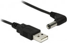 1.5 meter USB A naar DC voedingsstekker (5.5x2.1 mm) verloopkabel haaks - Zwart