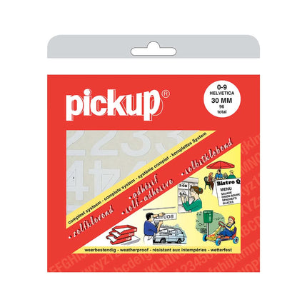 PickUp plakcijfers boekje Helvetica - Wit - 30 mm