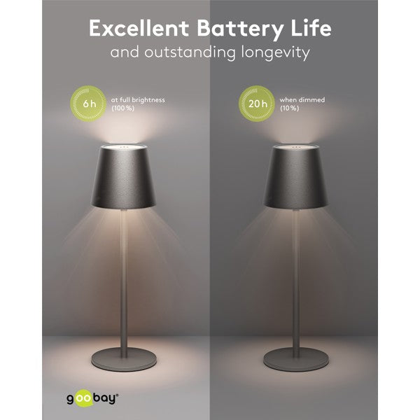 Draadloze LED-Tafellamp – 37,5 cm – Warm Wit – Dimbaar – Zwart