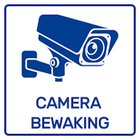 Sticker camerabewaking - Blauw/Wit - 5,5x5,5 cm