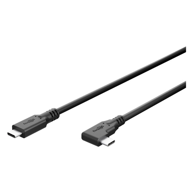 2 meter USB-C Kabel Haaks (90°) – USB 3.0 – 60W – 5 Gbit/s – Zwart