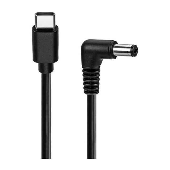 50 centimeter USB-C naar haakse DC Kabel – 5V/3A  – 2,1 x 5,5 mm – Zwart - Koper