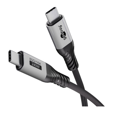 1,5 meter USB-C Kabel – USB4 Versie 2.0 – 240W – 80 Gbit/s – Zwart/Zilver