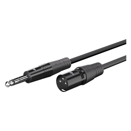 1 meter XLR kabel naar jack -  XLR-stekker (3-pins) > 6,35 mm-stekker (3-pins) - Zwart - Koper