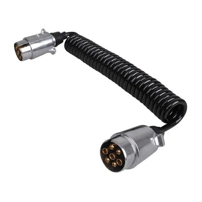 3,5 meter spiraalkabel - 2x 7-polige metalen stekker (12V)