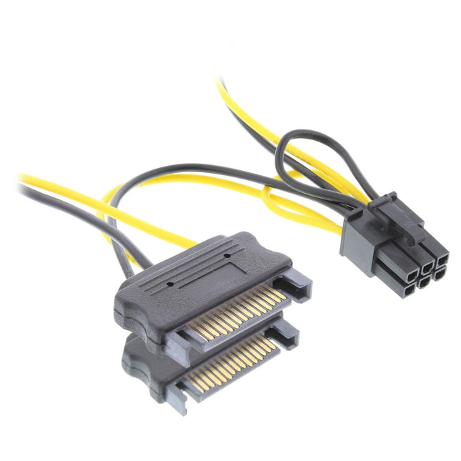 15 cm PCIe 6-pins naar 2x SATA voedingsadapter