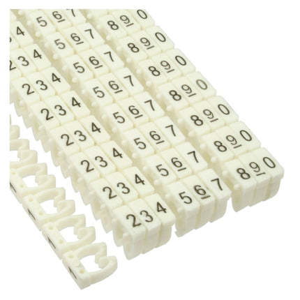 Kabelmarkeerclips 0-9 – Ø 3,8-5,9 mm – 100 stuks - Wit