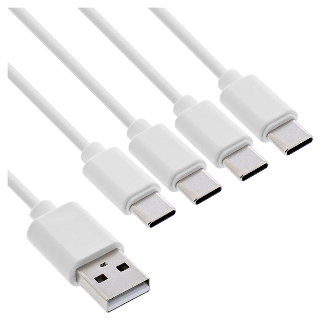 2 meter USB 4-in-1 Y-laadkabel – USB-A naar 4x USB-C - Wit