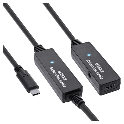 10 meter USB 3.2 Gen.1 actieve verlengkabel – USB-C naar USB-C - Zwart