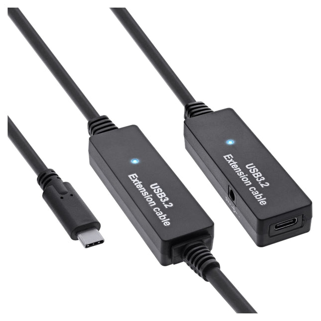 10 meter USB 3.2 Gen.1 actieve verlengkabel – USB-C naar USB-C - Zwart