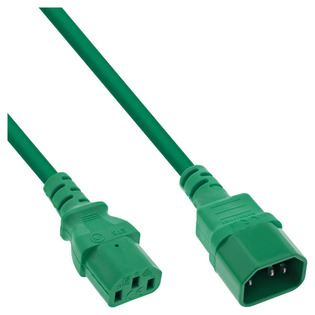 1,5 meter C13 – C14 verlengkabel - Groen