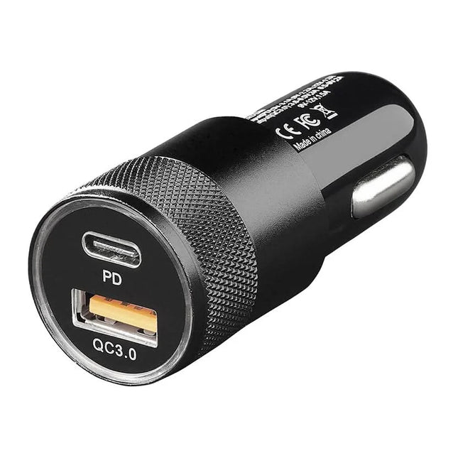 USB snellader USB-A + USB-C – 2-poorts – 12V/24V – 36W – 3100mA