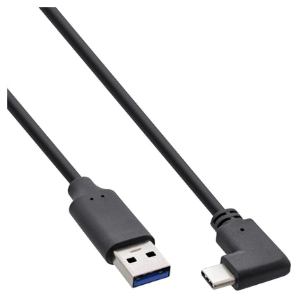 30 cm USB 3.2 kabel – haakse USB-C naar USB-A – Zwart