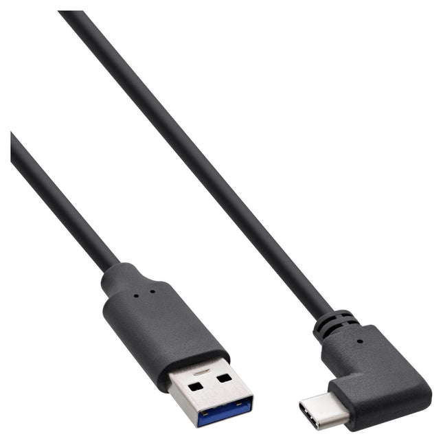 30 cm USB 3.2 kabel – haakse USB-C naar USB-A – Zwart