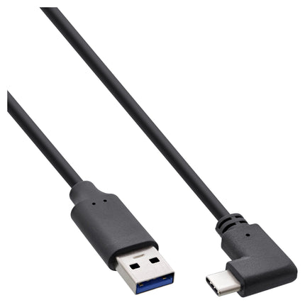 50 cm USB 3.2 kabel – haakse USB-C naar USB-A – Zwart