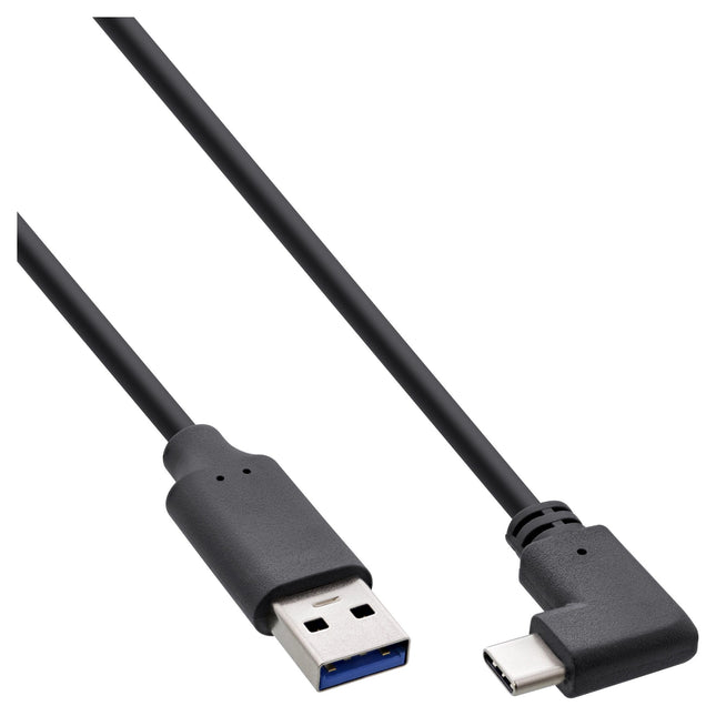 50 cm USB 3.2 kabel – haakse USB-C naar USB-A – Zwart