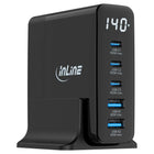 140W GaN USB-C/USB-A snellader met display – 5 poorten PD 3.0 / QC 3.0 – zwart