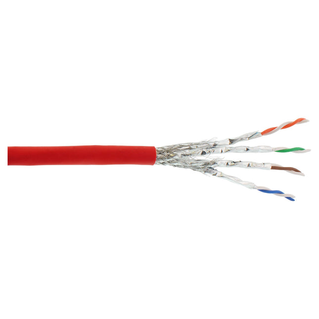 100 meter S/FTP CAT6a 10 Gigabit netwerkkabel – LSZH – rood - Koper