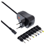 InLine universele netadapter 12 W – 3 tot 12 V – 1200 mA – 8 adapters - Zwart