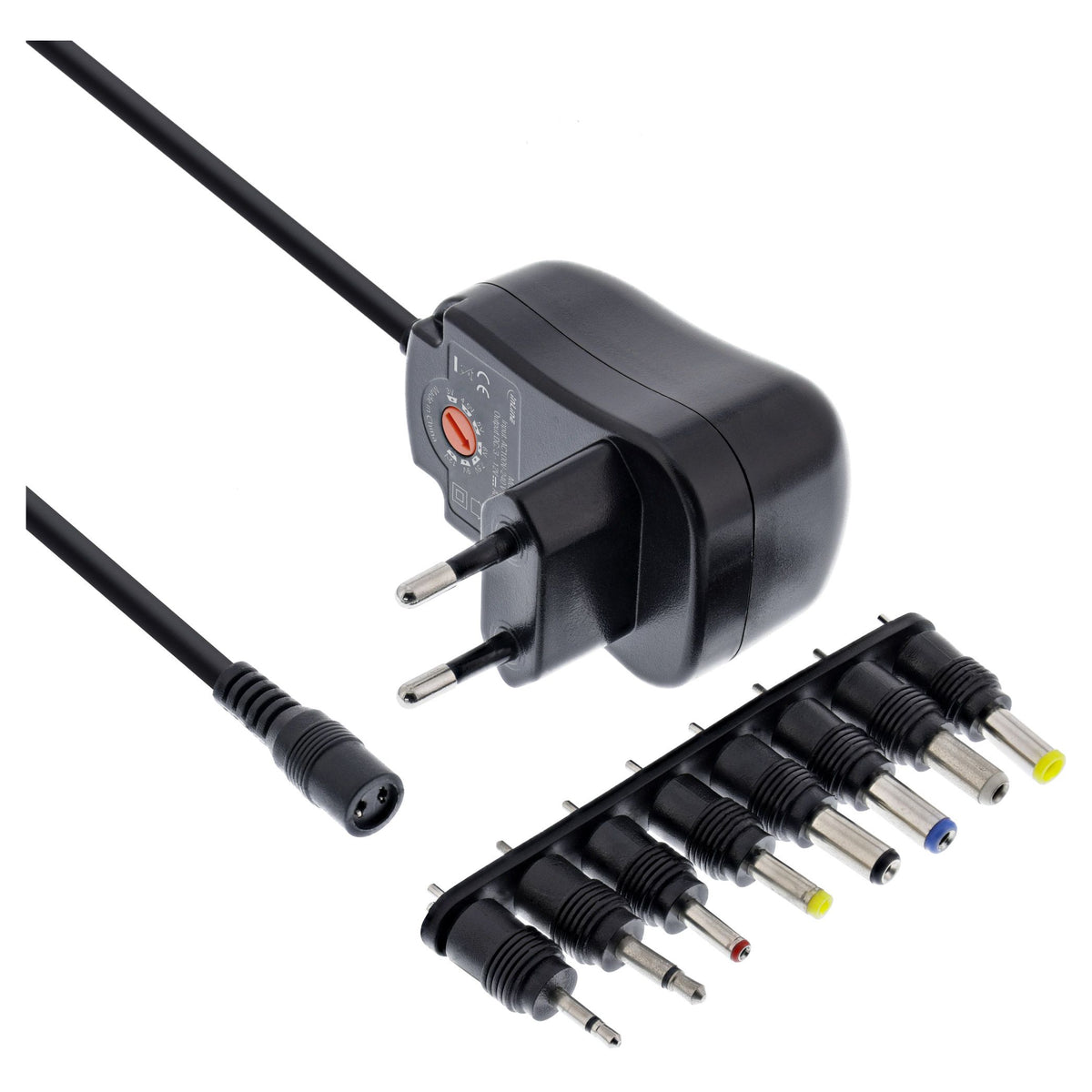 InLine universele netadapter 12 W – 3 tot 12 V – 1200 mA – 8 adapters - Zwart