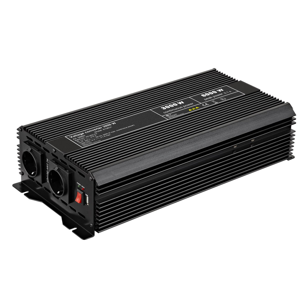 Goobay spanningsomvormer 12V naar 230V – 3000W – 2x Schuko – USB – Zwart