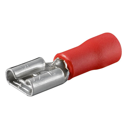 Vrouwelijke vlakstekkeraansluiting 6,3 mm rood – 100 stuks