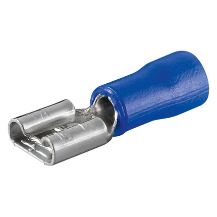 Vrouwelijke vlakstekkeraansluiting 6,3 mm blauw – 100 stuks
